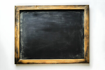 A blank chalkboard with a rustic wooden frame provides an adaptable canvas