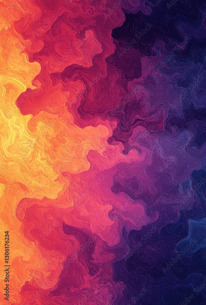 Poster abstract swirling background with warm colors transitioning to cool tones in a fluid artistic design