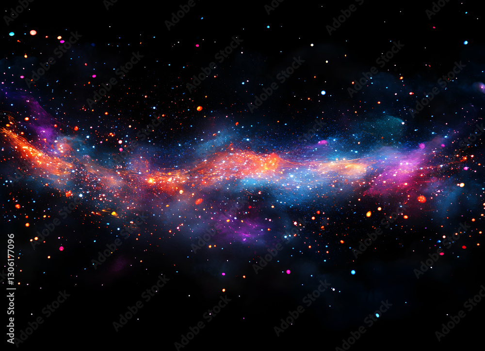 Poster a mesmerizing galaxy display with vibrant colors and sparkling stars in the vast universe