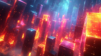 Fototapeta premium Vibrant Neon Cityscape Glowing Brightly. AI Generated