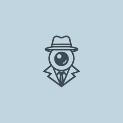 Eyeball with Detective Outfit Logo – A quirky detective eyeball logo symbolizing sharp vision.