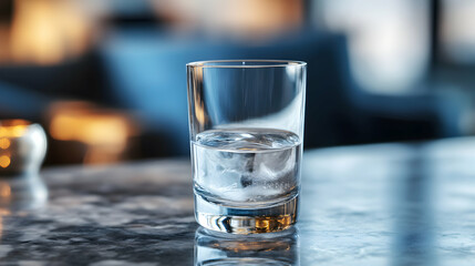 A Refreshing Shot, Realistic Still Life of Clear Liquid in a Glass