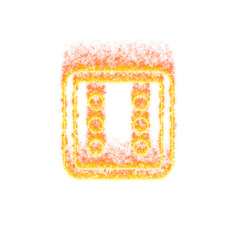 Burning icon dice six on transparent background. Flames and small fire