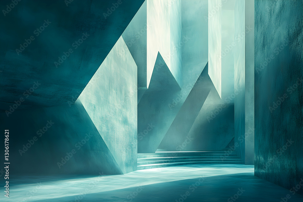 Poster abstract architecture, geometric forms and light in minimalist design