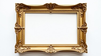 Elegant Gold Ornate Frame on White Background, Perfect for Displaying Artwork or Photographs