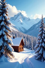 Fototapeta premium Snow dusted Aspen rooftops, glistening under winter sun , vacation, powder