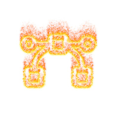 Burning icon bezier curve on transparent background. Flames and small fire