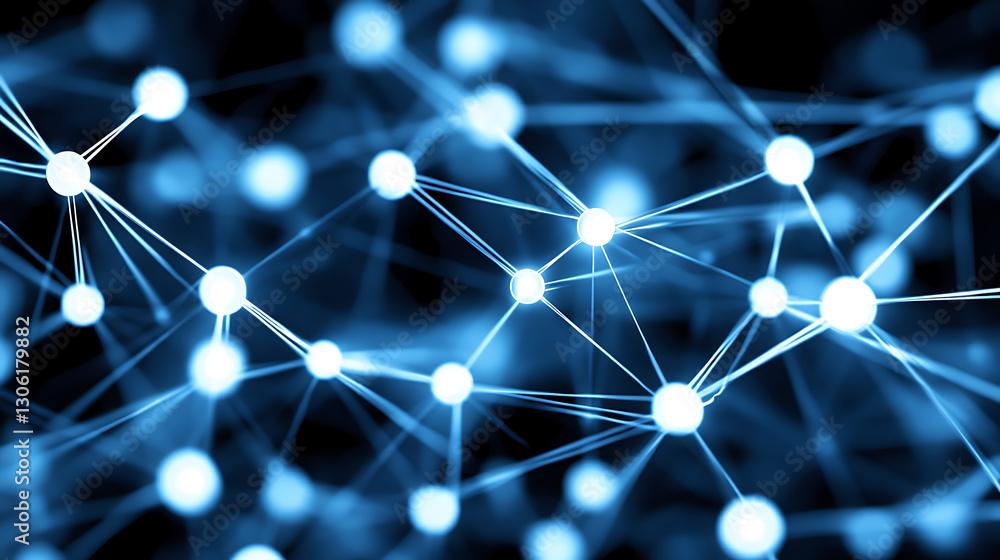 Poster dynamic network visualization of data connections digital space graphic design abstract environment 