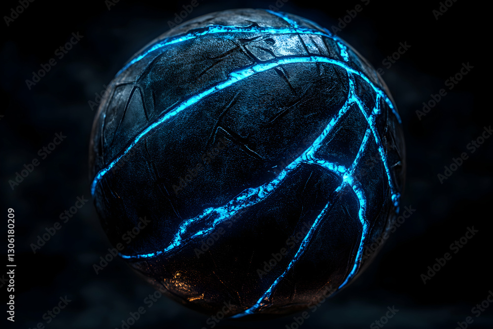 Poster abstract illuminated sphere with a captivating blend of textures and colors