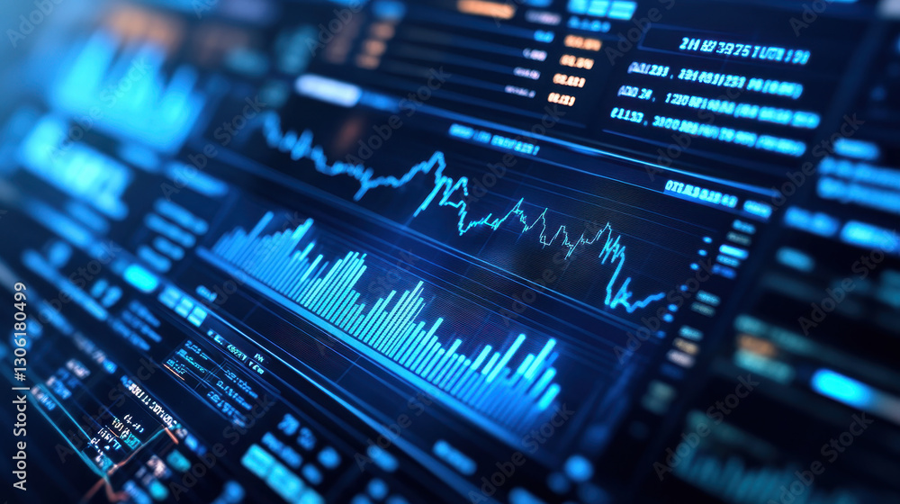 Aufkleber a close-up of an ai-generated financial dashboard displaying stock market data