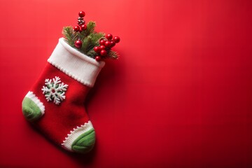 christmas sock red background