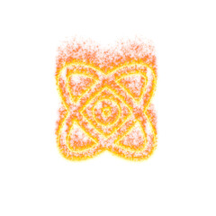 Burning icon atom on transparent background. Flames and small fire