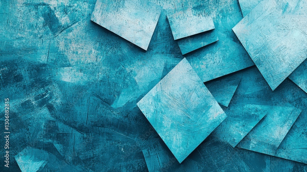 Poster abstract textured background with teal geometric shapes and layers