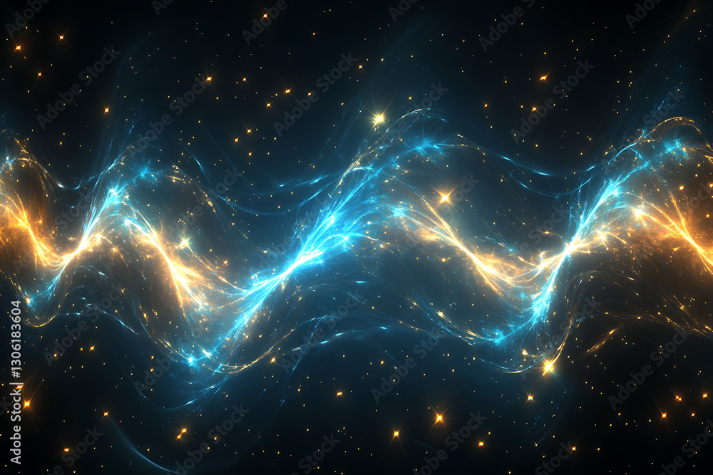 Poster cosmic energy waves outer space abstract art dark environment dynamic viewpoint cosmic concept