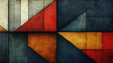 Fototapeta premium Abstract Geometric Warm Color Block Design. AI Generated