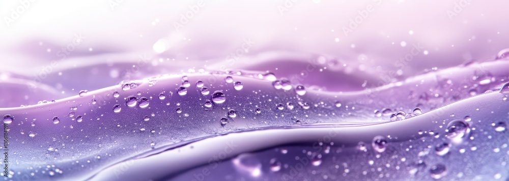 Poster abstract water texture with droplets on soft purple gradient background, creating a serene and calm 