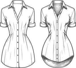 Line art Shirt dress fashion illustration