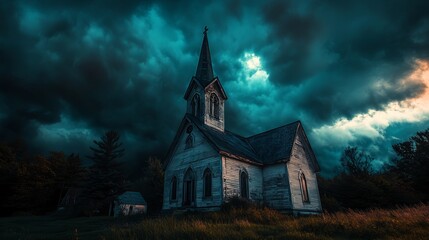 Fototapeta premium Forsaken Altar in a Shadowy Church 
