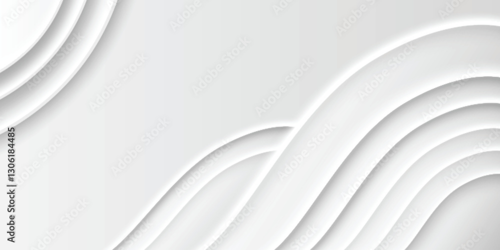 Poster neumorphism background with elegant curved white layers. minimalist wavy pattern on light surface wi