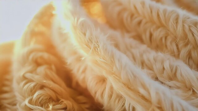 Close Up View Soft White Fabric Shaggy Texture Perfect Capturing Warmth Winter Clothing Ultra HD 4K