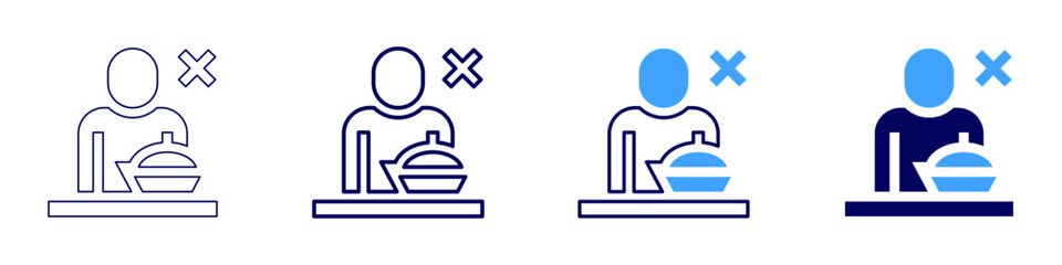 Hunger icon in 4 different styles. Thin Line, Line, Bold Line, Duotone. Duotone style. Editable stroke