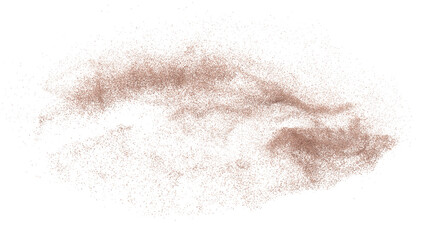 3D rendering of scattered sand granules or fine dirt on transparent background
