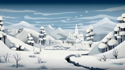 fields and mountains covered with snow