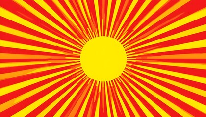 Striking Red and Yellow Sunburst Background with Radiating Lines for Retro, Festival, and Eye-Catching Visual Designs