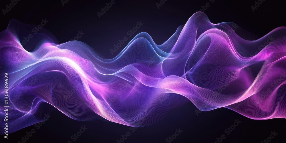 Poster abstract wavy pattern in vibrant purple and pink colors creating a dreamy ethereal background for di