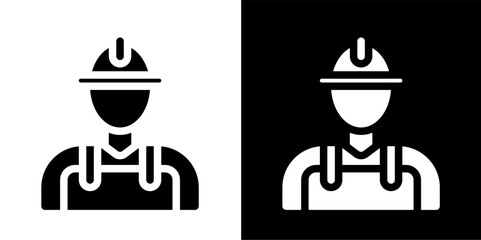 construction worker line and glyph icon, outline and glyph vector sign, linear and glyph style pictogram isolated on white and black. labour symbol, logo, icon, illustration