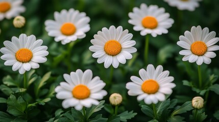 Obraz premium The tranquility of spring is captured in a field of white daisies against a natural setting