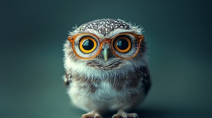 Fototapeta premium An intelligent owl with spectacles, set against a blurred outdoor backdrop, symbolizing education