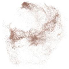 3D rendering of scattered sand granules or fine dirt on transparent background
