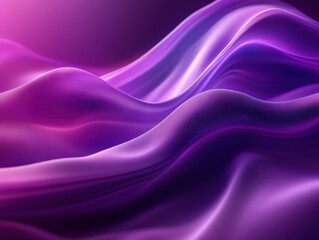Fototapeta premium Beautiful flowing fabric texture with smooth waves in vibrant shades of purple and lilac under soft light in an artistic background design