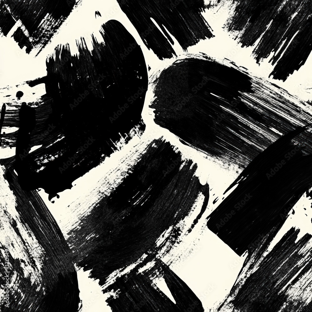 Aufkleber abstract black and white brushstroke pattern with dynamic textures illustrating modern artistic expr