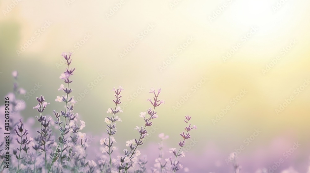 Aufkleber beautiful soft gradient background with delicate wildflowers swaying in the gentle breeze during gol