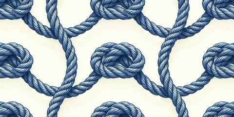 Intricate Pattern of Nautical Rope Knots in a Seamless Design, Ideal for Textile Prints or Decorative Applications