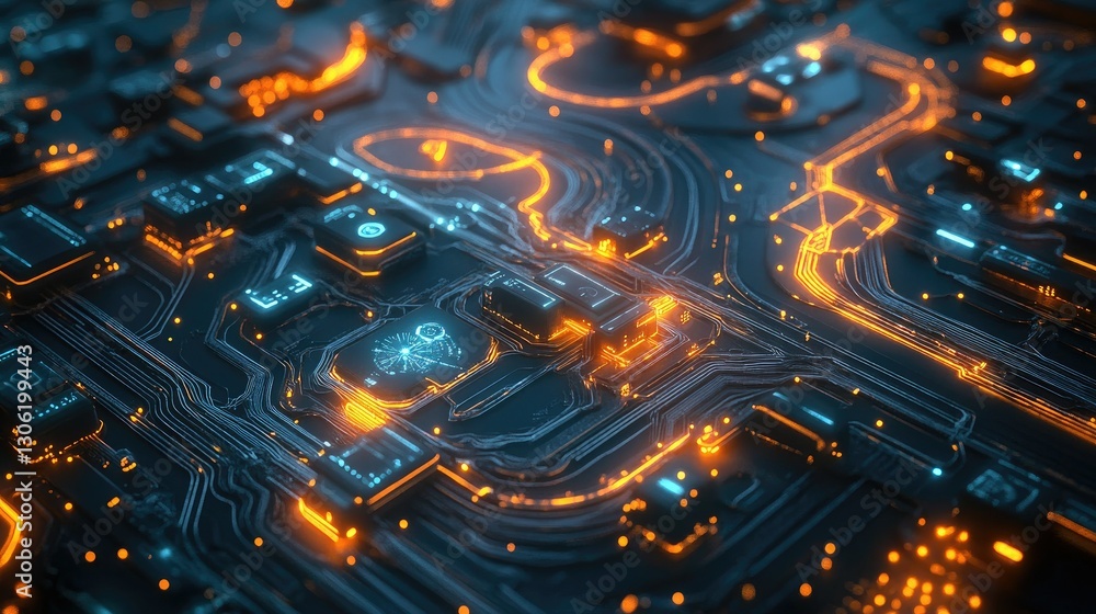 Poster a high-tech logistics network map with glowing pathways, representing the efficiency and reach of gl