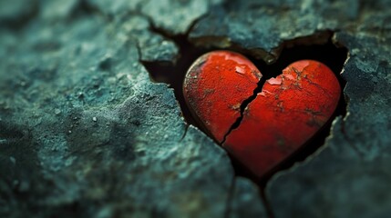 Fototapeta premium Broken Heart Concept with Cracked Ground and Distressed Texture