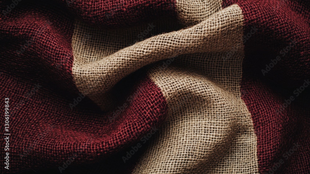 Poster rustic burgundy and beige burlap fabric creating a warm and inviting atmosphere for home decor and c