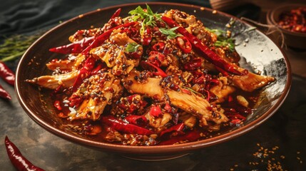 mala hot and spicy stir fry chicken 