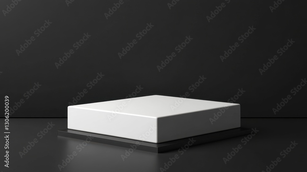 Aufkleber minimalist display of white box on dark background for presentation