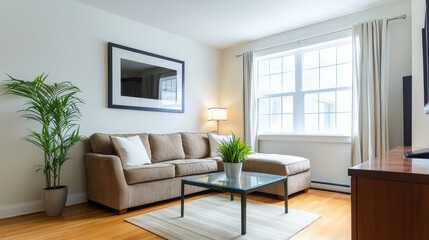 Cozy Living Room with Modern Decor and Natural Light Streaming In