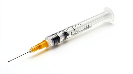 Medical syringe and needle on white background, clipping path , 32k resolution 