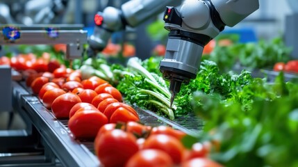 Precision robotic arms processing organic vegetables