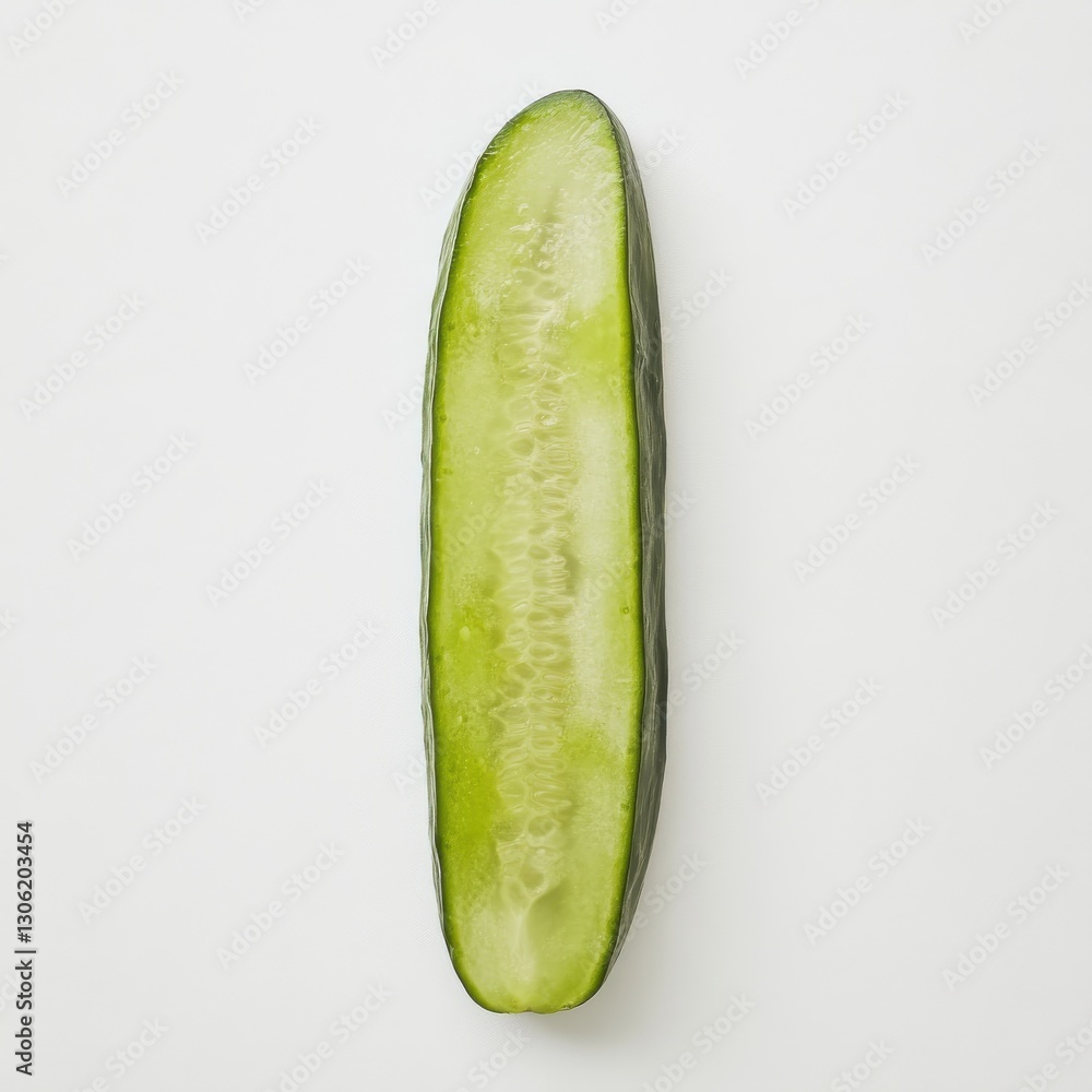 Poster fresh cucumber slice showcasing vibrant green color and crisp texture perfect for salads or healthy 