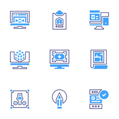 Design icon set. Bold line style. Duotone colors. Editable stroke. design thinking, responsive design , ui design, graphic design , design , design, idea