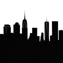 Abstract Monochrome City Skyline Silhouette with Sharp Lines and Soft Curves