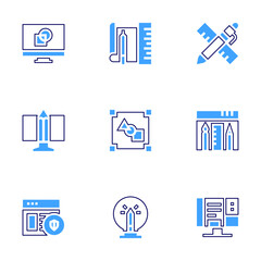 Design icon set. Bold line style. Duotone colors. Editable stroke. sketch , graphic design , design , web design , editorial design, idea