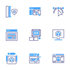 Design icon set. Bold line style. Duotone colors. Editable stroke. web design , app design, art and design, design , website, node, moodboard, d modeling